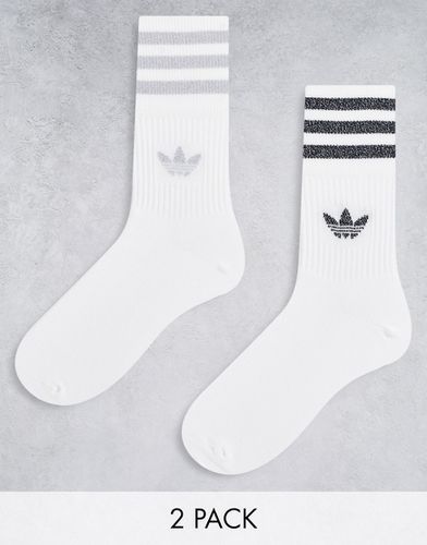 Lot de 2 paires de chaussettes à logo trèfle pailleté - Blanc - adidas Originals - Modalova