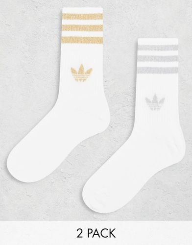 Lot de 2 paires de chaussettes à logo trèfle pailleté - Doré et argenté - Adidas Originals - Modalova