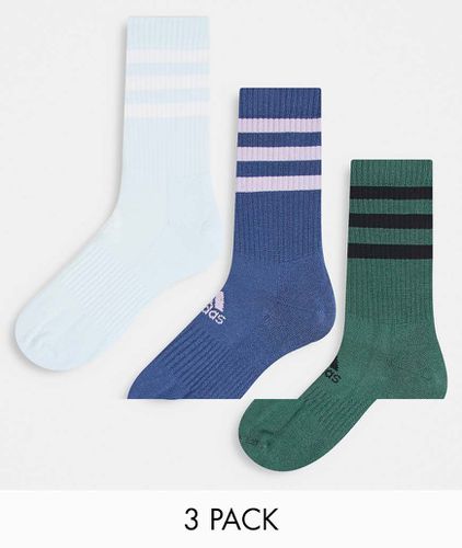 Adidas Training - Lot de 3 paires de chaussettes à 3 bandes - Kaki, bleu marine et bleu moyen - Adidas Performance - Modalova