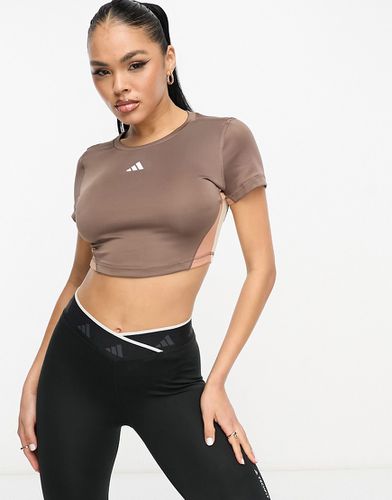 Adidas Training - Techfit - T-shirt crop top effet color block - Marron - Adidas Performance - Modalova