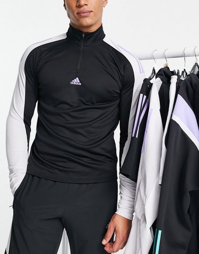 Adidas Training - Top à empiècements color block avec col zippé et manches longues - Adidas Performance - Modalova