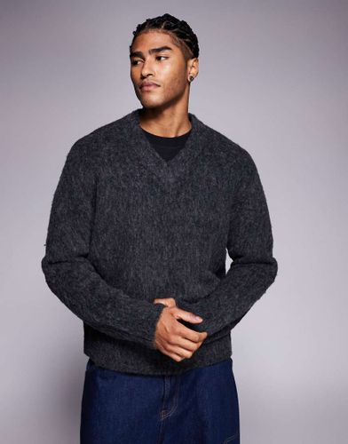 Pull en maille duveteuse  col V - fonc - Adpt - Modalova