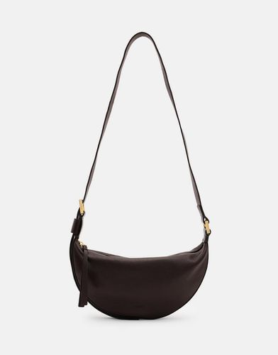 Sac bandoulière demi-lune en cuir - chocolat - Allsaints - Modalova