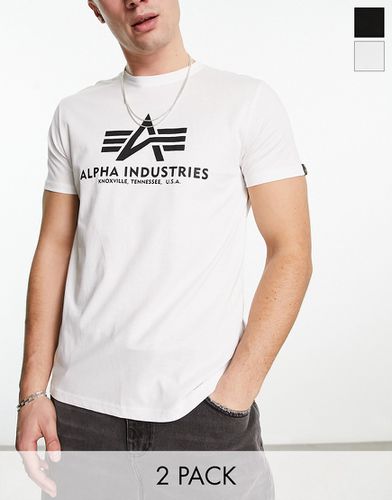 Lot de 2 t-shirts basiques à logo - Noir/blanc - Alpha Industries - Modalova