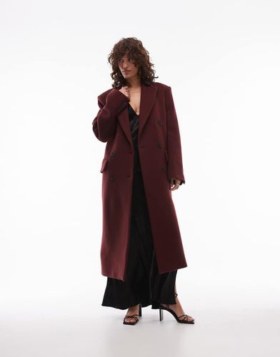 Manteau long croisé en laine mélangée - Bordeaux foncé - Arket - Modalova