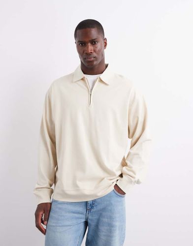 Top en jersey avec col polo zipp - Beige - Arket - Modalova