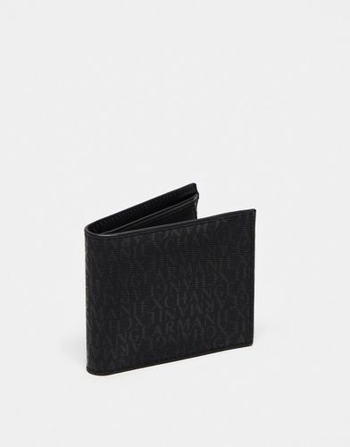 Portefeuille deux volets en cuir avec poche pour monnaie logo estampé - Armani Exchange - Modalova