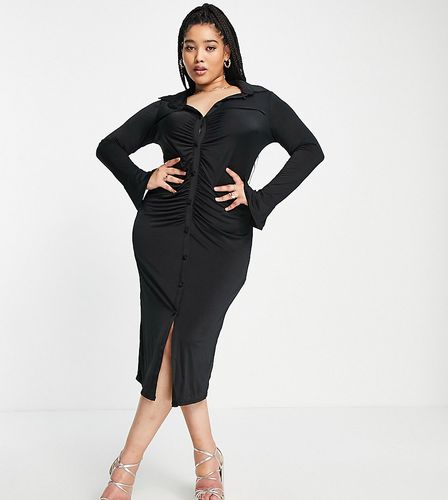 ASOS DESIGN Curve - Robe chemise courte coupe ajustée près du corps à fronces - Asos Curve - Modalova