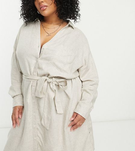 ASOS DESIGN Curve - Robe chemise de plage à ceinture - Naturel - Asos Curve - Modalova