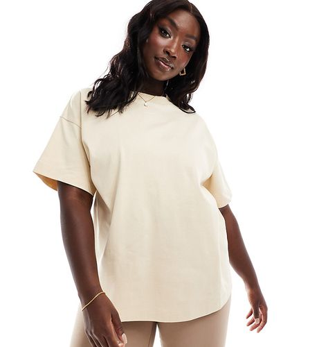 Curve - Icon - T-shirt coupe carrée oversize en tissu épais à séchage rapide - Mastic - Asos 4505 - Modalova
