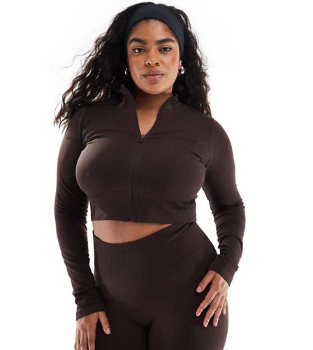 Curve - Top de survêtement zippé ajusté sans coutures - Chocolat - Asos 4505 - Modalova