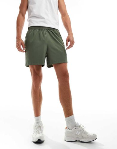 Icon - Short de sport 13 cm en tissu à séchage rapide avec poches zippées - Kaki - Asos 4505 - Modalova