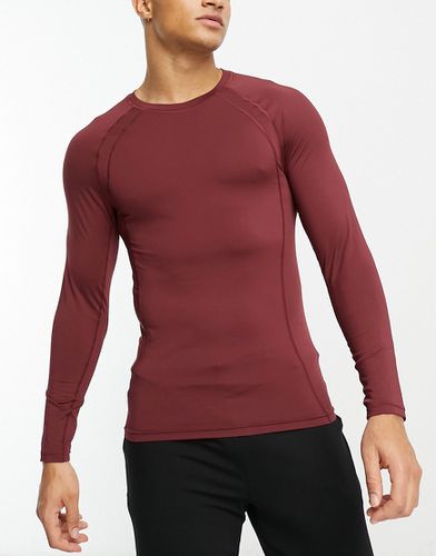 Icon - T-shirt de sport moulant à manches longues en tissu à séchage rapide - Bordeaux - Asos 4505 - Modalova