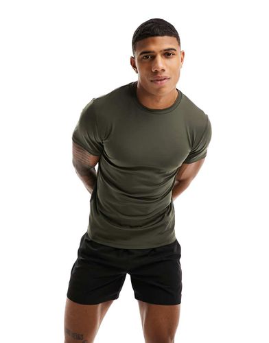 Icon - T-shirt de sport moulant en tissu à séchage rapide - Kaki - Asos 4505 - Modalova