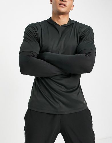 T-shirt de running effet double épaisseur à manches longues et capuche - Asos 4505 - Modalova