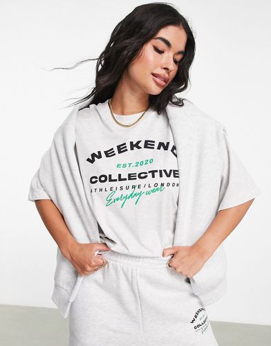 ASOS - Weekend Collective - T-shirt oversize avec logo athleisure - Glace chiné - Asos Weekend Collective - Modalova