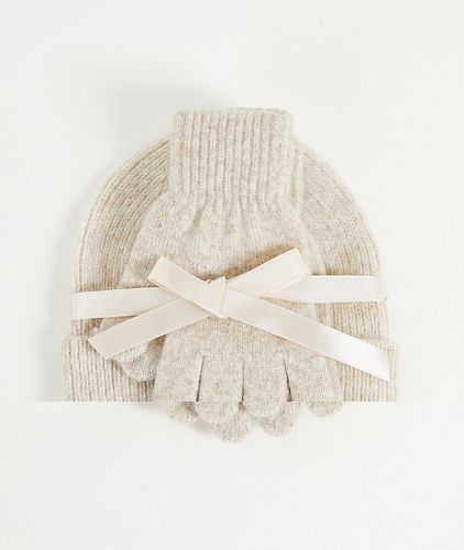 Coffret cadeau avec bonnet et gants - Grège - BEIGE - Asos Design - Modalova