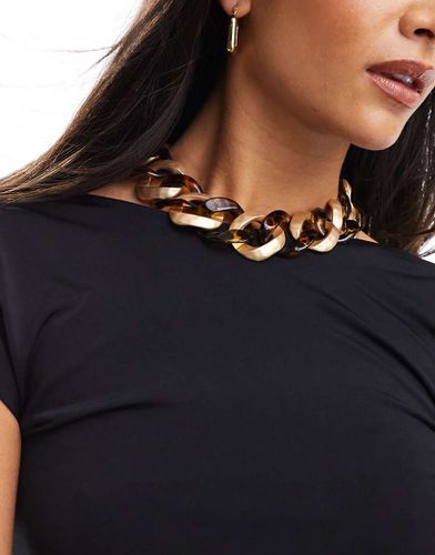 Collier à maillons dorés effet brossé et écaille de tortue - Asos Design - Modalova