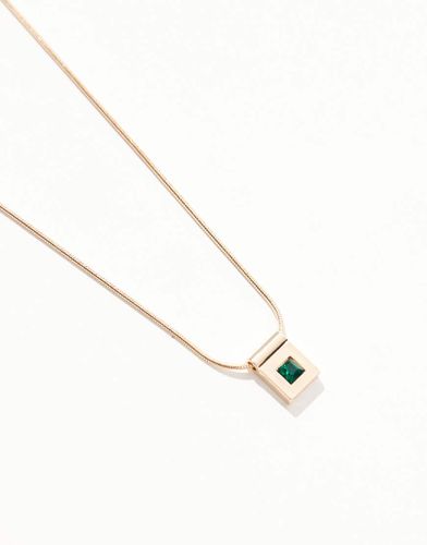 Collier à pendentif carré avec émeraude fantaisie - Asos Design - Modalova