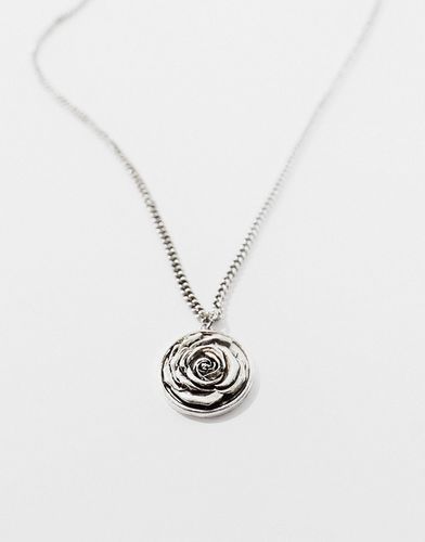 Collier à pendentif rose circulaire - Argent poli - Asos Design - Modalova