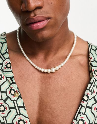 Collier à perles fantaisie en verre effet gradué - Asos Design - Modalova