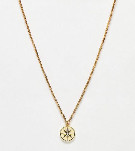 Collier avec pendentif boussole en plaqué or 14 carats - Asos Design - Modalova