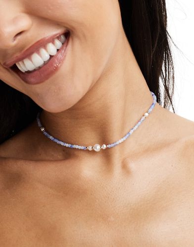Collier avec perles nacrées et perles à facettes - Tons - Asos Design - Modalova
