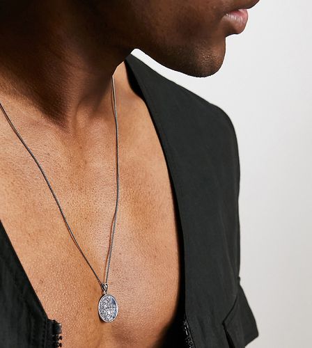 Collier chaîne en argent massif avec pendentif Saint Christophe - Asos Design - Modalova