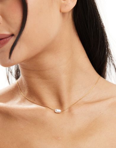 Collier court en acier inoxydable à maillons fins et pendentif perle d'eau douce fantaisie - Asos Design - Modalova