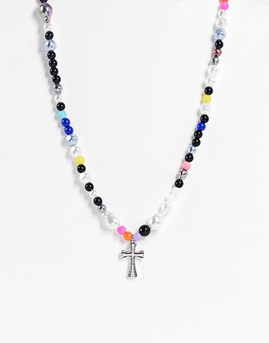 Collier de perles avec pendentif croix pour tenue de festival - Asos Design - Modalova