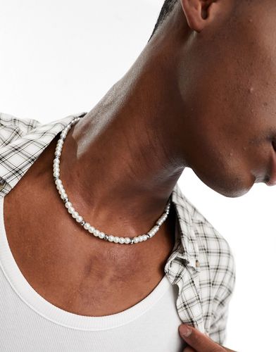 Collier de perles fantaisie en verre avec espaceurs ornés d'hématites - Asos Design - Modalova