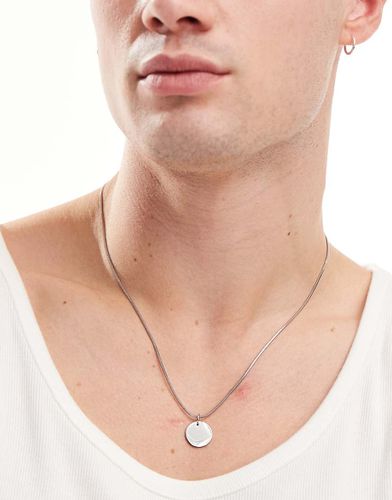 Collier en acier inoxydable imperméable avec pendentif rond - Asos Design - Modalova