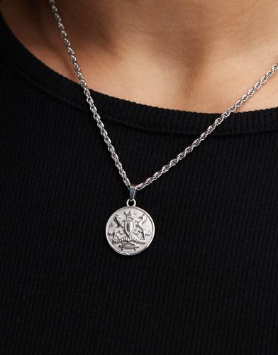 Collier en acier inoxydable imperméable avec pendentif rond - Asos Design - Modalova