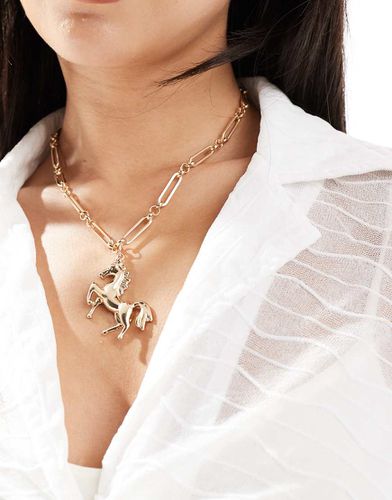 Collier long avec pendentif cheval - Asos Design - Modalova