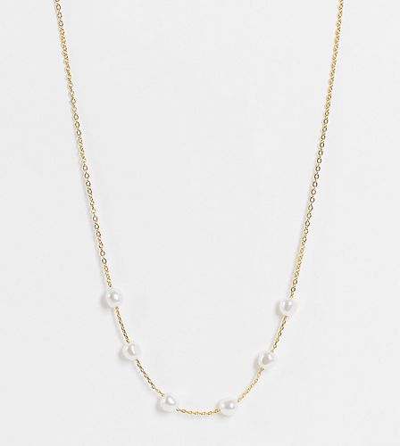 Collier plaqué or 14 carats avec perles - Asos Design - Modalova