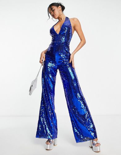 Combinaison à dos nu, décolleté plongeant et sequins carrés - Asos Design - Modalova