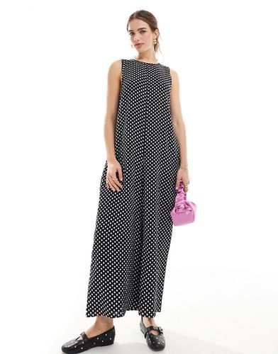 Combinaison jupe-culotte à poit avec col ras de cou - Noir et blanc - Asos Design - Modalova