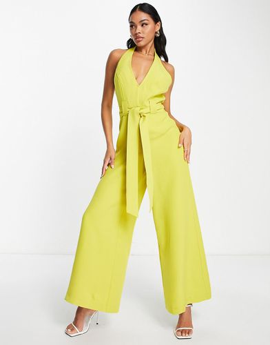 Combinaison structurée dos nu avec liens à la taille - Chartreuse - Asos Design - Modalova