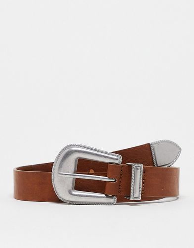 Ceinture fine en similicuir avec détails style western - Fauve - Asos Design - Modalova