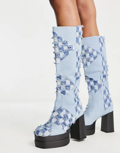 Charisma - Bottes hauteur genou en jean à plateforme - Asos Design - Modalova