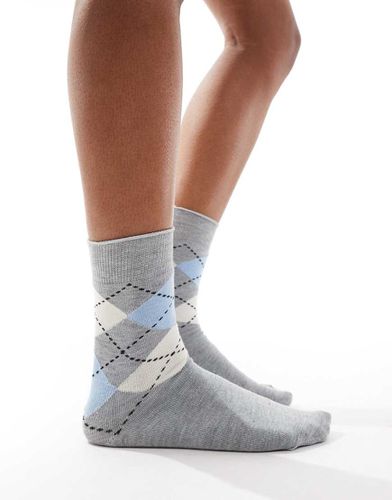 Chaussettes à motif losanges - Gris/bleu - Asos Design - Modalova