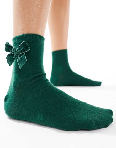 Chaussettes avec naud en velours - forêt - Asos Design - Modalova