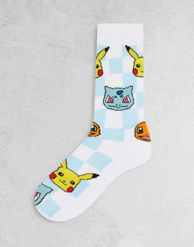 Chaussettes de sport Pokémon à carreaux - Blanc et bleu - Asos Design - Modalova