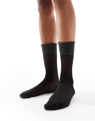 Chaussettes fines métallisées à bord ondulé - Asos Design - Modalova