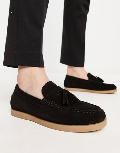 Chaussures bateau en daim avec semelle naturelle - Noir - Asos Design - Modalova