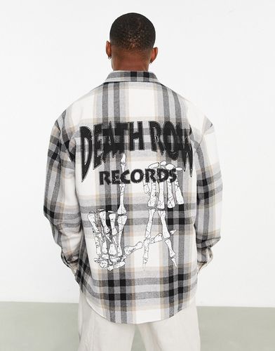 Chemise à carreaux oversize style années 90 avec imprimé Death Row au dos - Gris - Asos Design - Modalova