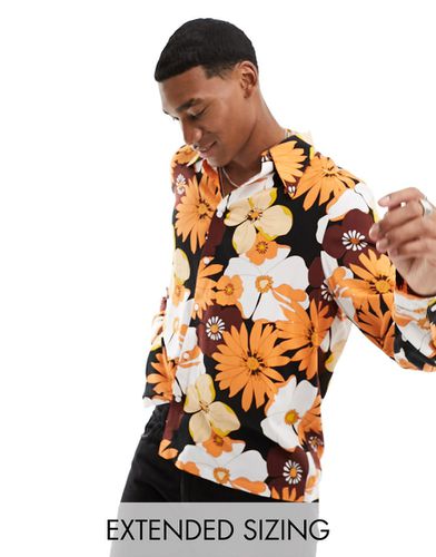 Chemise à fleurs décontractée avec col style années 70 - /marron - Asos Design - Modalova