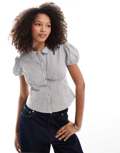 Chemise ajustée raccourcie en popeline - à rayures - Asos Design - Modalova