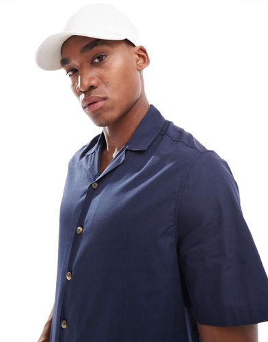 Chemise coupe carrée avec col à revers et manches courtes - Bleu marine - Asos Design - Modalova