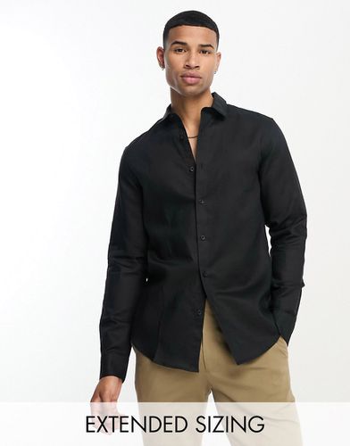 Chemise classique habillée en lin - Noir - Asos Design - Modalova